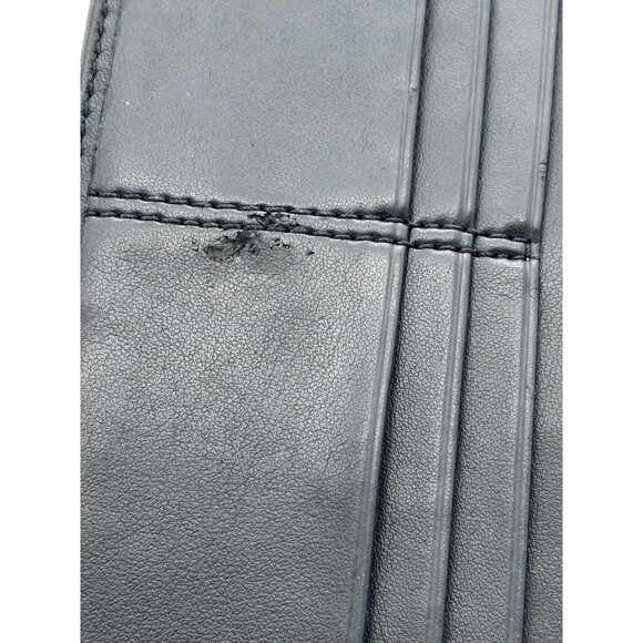 COACH BLACK GENUINE LEATHER BIFOLD SNAP WALLET Silver Turn  Key Lock Credit Card - Picture 10 of 11